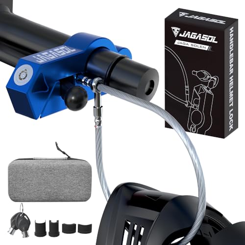 JAGASOL Motorcycle Lock & Helmet Lock Combo, Anti Theft Handlebar Lock, Max 1.5'', Blue - color: Blue