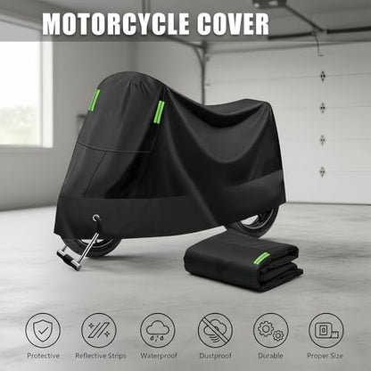 Motorcycle Cover with Lock Hole, Bike Cover Waterproof Outdoor, Rain Sun Dust Wind Proof All-Around Protection Bicycle Accessories for Dirt Cruiser Bikes Scooter Moped Electric Motorcycle (2XL) - size: XXL