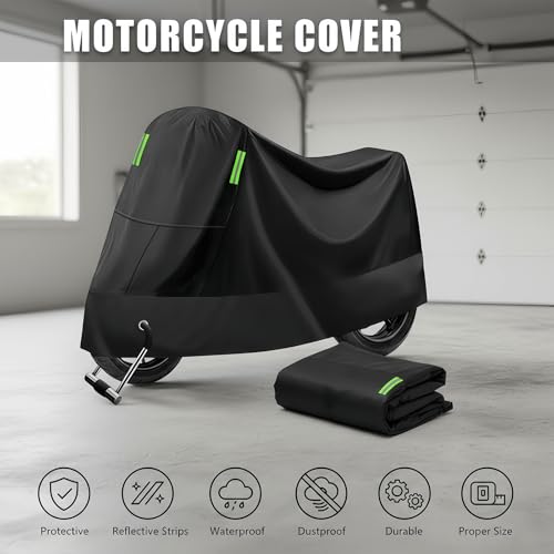Motorcycle Cover with Lock Hole, Bike Cover Waterproof Outdoor, Rain Sun Dust Wind Proof All-Around Protection Bicycle Accessories for Dirt Cruiser Bikes Scooter Moped Electric Motorcycle (3XL) - size: 3XL