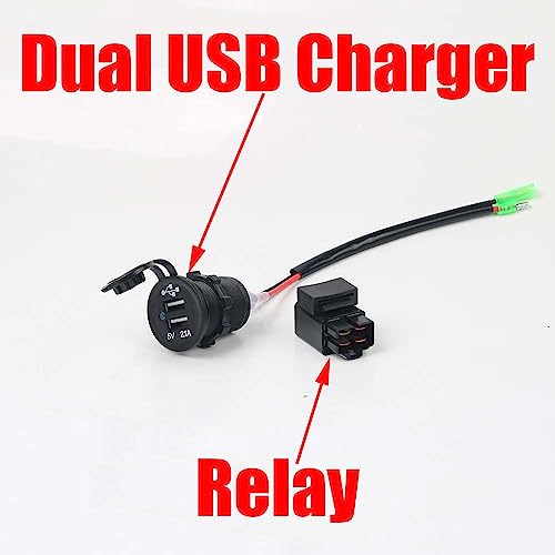 Motorcycle Dual USB Charger with Relay Battery Charger Compatible with Versys650 Versys1000 Ninja400 Ninja650 Versys 650 1000 X300 X650 Ninja 400 650