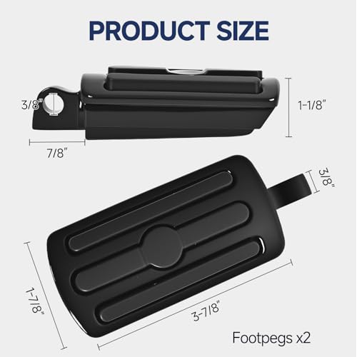 Motorcycle Foot Pegs, Passenger Foot Peg Male-Mount Aluminum Footrest Pedal Fit for Harley Street Glide Road King Road Electra Glide Sportster 883 1200 Dyna Softail （Black) - color: 2#Black