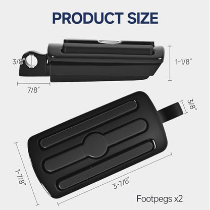 Motorcycle Foot Pegs, Passenger Foot Peg Male-Mount Aluminum Footrest Pedal Fit for Harley Street Glide Road King Road Electra Glide Sportster 883 1200 Dyna Softail （Black) - color: 2#Black