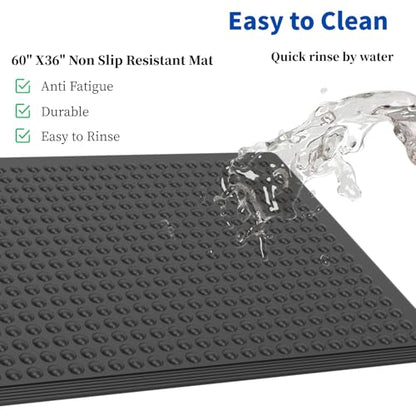 60"×36" Heavy Duty Outdoor Rubber Mat for Floor, Commercial Non Slip Indoor Floor Mat Use for Commercial Kitchen, Ramp, Pool, Restaurant, Garage(2 PCS) - size: 60"×36"-2PCS(ANti Fatigue Mat)