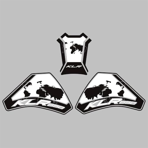 KLR650 Tank PAD Front Side Tank Pad Fuel Stickers Compatible with Klr650 2022-2025 3D Gel Tank Fuel Gip Decal KLR650 Sticker Pad (White) - color: 144 White