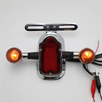 HTTMT- Motorcycle Chrome Smoke Metal Tombstone Brake Tail W/Light Signal Compatiable With Big Twin Motorcycle Bike [P/N: XH3118B-A-01-CD+SK] - color: Smoke