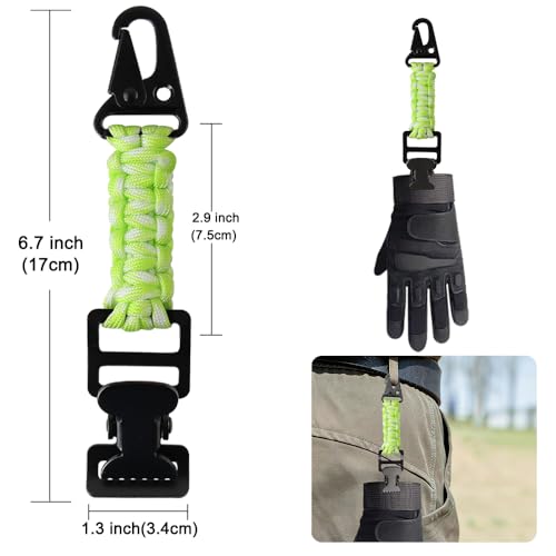 2PCS Heavy Duty Glove Holder with Metal Alligator Glove Clip for Duty Belt, Firefighter, Hiking, Rescue - color: Green
