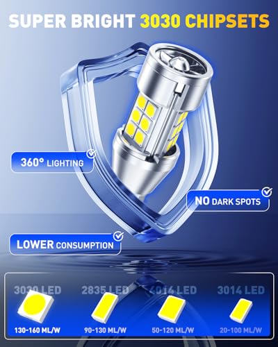 AUXITO 912 921 LED Reverse Light Bulbs, 800% Ultra Bright T15 W16W 906 904 LED Backup Lights with 3030-Chipsets, CANBUS Ready Plug and Play with Cooling Fan for Back Up Reverse Tail Light, Pack of 2 - color: White, size: 921/912