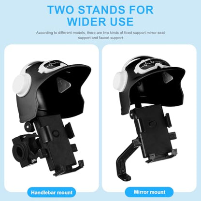 LALAFINA Waterproof Motorcycle Phone Mount with Sunshade Universal Bike Phone Holder Clamp for Rear Mirror Secure Grip Stand Compatible with Most Smartphones for Safe Riding