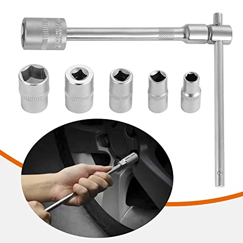 Folding Mini T-Handle Socket Set 1/4'' Drive Tool Kit for Motorcycle ATV UTV, (007)