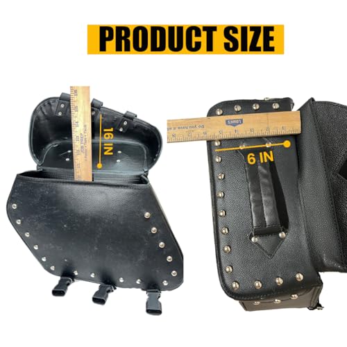 Motorcycle Saddlebags, 33L Large Capacity Saddle Bags Motorcycles, Genuine Leather Motorcycle Luggage Bag, Universal Motorcycle Throw Over Saddlebag, Black, HD-SAD551S