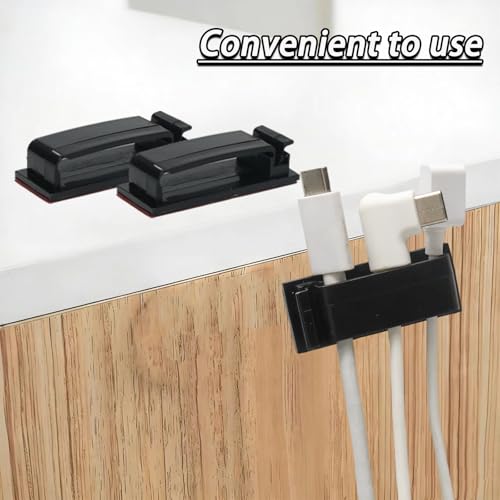 50Pcs Self-Adhesive Cable Clips, Cable Management Clips, Wire Organizer for TV PC Ethernet Cable under Desk Home Office(Black) - color: Black
