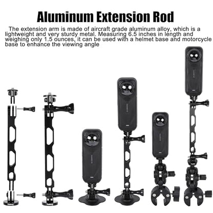 PellKing Motorcycle Mount for Insta360 X5 X4 X3,Bike Handlebar Clamp Mounting Helmet Flexible Adhesive Mount Bundle Kit for Insta 360 X5 X4 X3 X2 X GO 3S ACE PRO 2 Camera Accessories