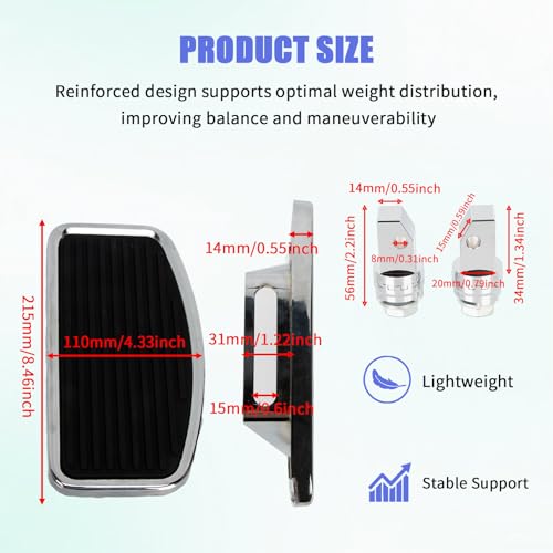 PSLER 2PCS Motorcycle Floorboards Adjustable Rear Passenger Foot Pegs, Compatible with Vstar Dragstar 400 650 V-Max XV125 XV250 VTX1800 VL400 VL800 C50, Chrome, Stripe Pattern - size: Stripe Pattern