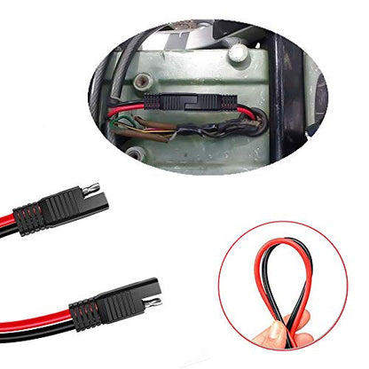 5 Pack 12" 12 Gauge 2 Pin Quick Disconnect Polarized Wire Harness, 12 Inch Heavy Duty SAE Connector Bullet Lead Cable, for Motorcycle Car Tractor