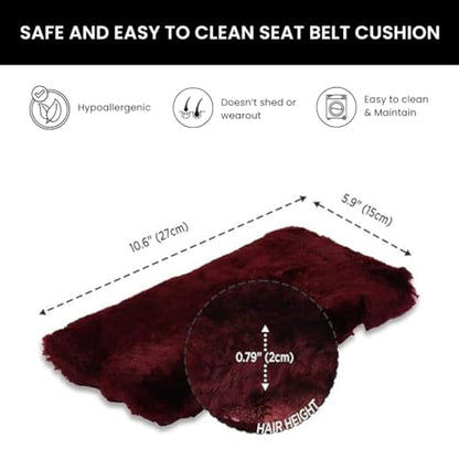 Andalus Genuine Sheepskin Car Seat Belt Cover Pad – Soft Fuzzy, Comfy Fluffy Seatbelt Covers, Shoulder Pad Neck Cushion Protector, Car Accessories for Woman, Man, Girl (Grape Red, 2-Pack) - color: Grape Red