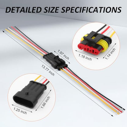 Connector Waterproof, 18 AWG Automotive Electrical Connectors Male and Female Way with Heat Shrink Tubing for Car Truck Boat and Other Wire Connections (4pin 6 Kits) - size: 4pin 6 Kits