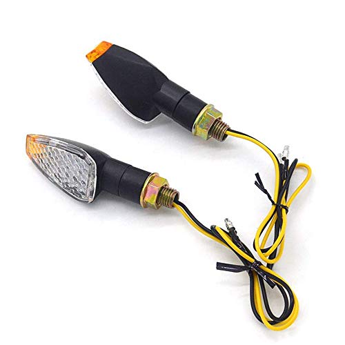 Mini Stalk Arrow Light Motorcycle Turn Signals Lights 10mm Universal Motorbike LED Indicator Blinker Amber Lamp(2 pcs) - color: Black-White