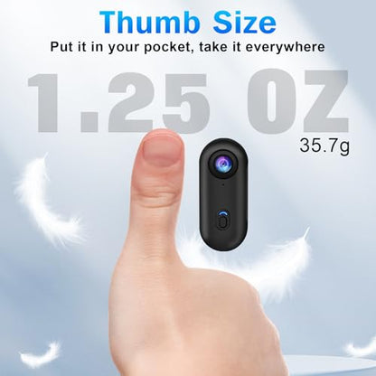 i3 4K Thumb Action Camera, Tiny Size, Mount Anywhere, Small Body Camera with Spring Clip, Portable Vlogging, Hands-Free POV Recording, Helmet Cam for Cycling, Motorcycle (64G-Card, Black) - style: With 64G Card