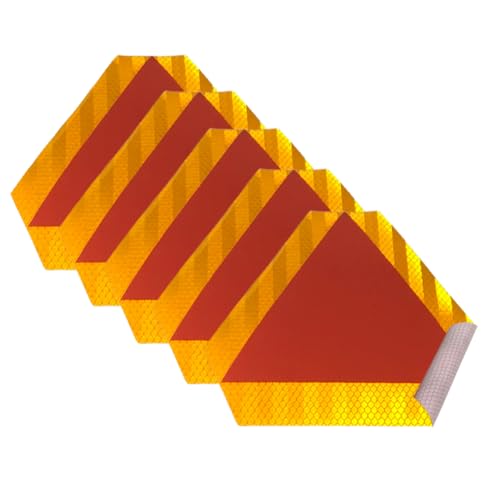 5Pcs Slow Moving Vehicle Sign Stickers, 7 Inch x 8 Inch Reflective Safety Triangle Signs Decal Reflective Slow Moving Vehicle Triangle Sticker, Adhesive Reflector Sticker SMV Sign for Golf Cart - color: Red + Orange, size: 7 x 8 inch
