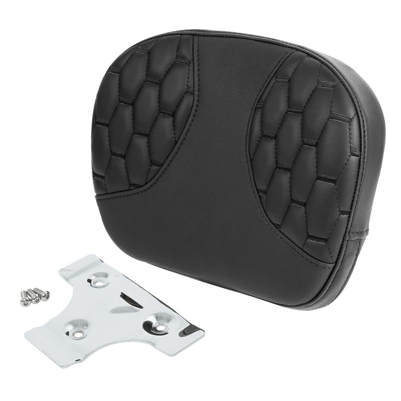 C.C. RIDER Passenger Sissy Bar Backrest Pad Fit for Harley Touring Road Glide Dyna Fat Bob 1997-later CVO Street Glide Ultra Classic - color: Black Stitching, size: Style C