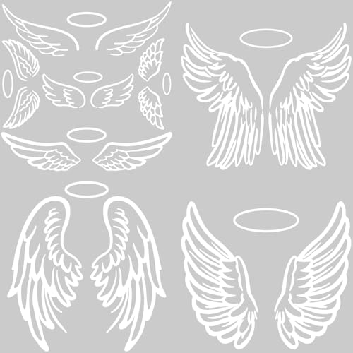 GORGECRAFT 4 Styles 4Pcs Tribal Angel Wings Car Decals White Reflective Saint Wings Car Bumper Sticker Waterproof PET Automotive Exterior Decor Stickers for SUV Truck Motorcycle Doors Walls Laptop - style: Wing