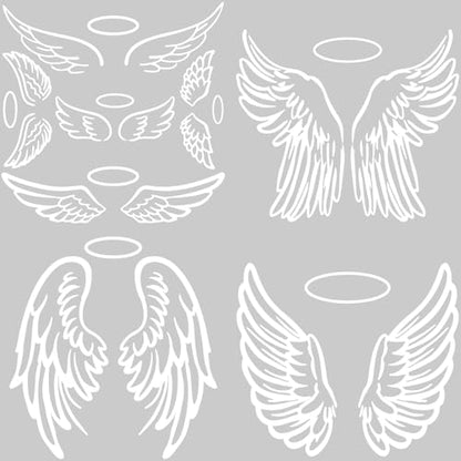 GORGECRAFT 4 Styles 4Pcs Tribal Angel Wings Car Decals White Reflective Saint Wings Car Bumper Sticker Waterproof PET Automotive Exterior Decor Stickers for SUV Truck Motorcycle Doors Walls Laptop - style: Wing