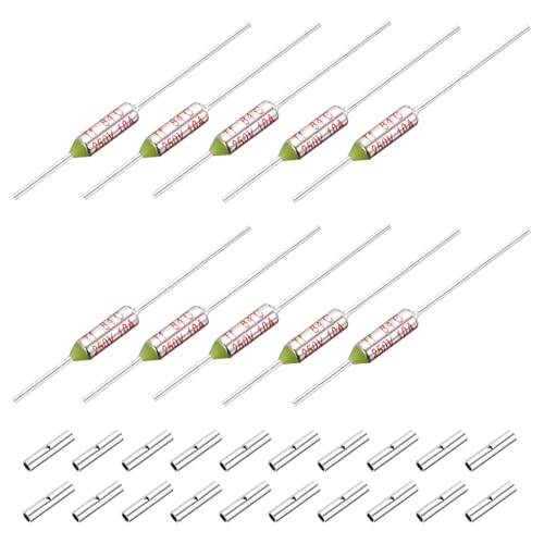 MECCANIXITY 10 Pcs Metal Temperature Thermal Fuse SF84 84C 183.2F 10A 250V Cutoff Thermal Fuse with 20 Pcs BN1.25 Bare Terminal Butt Connector - style: SF84