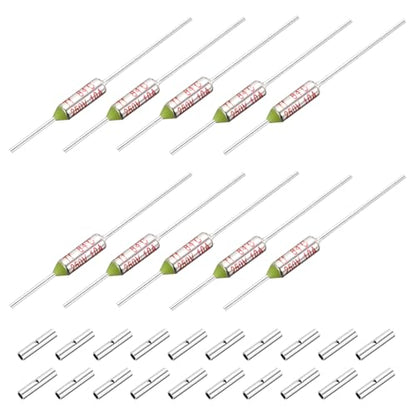 MECCANIXITY 10 Pcs Metal Temperature Thermal Fuse SF84 84C 183.2F 10A 250V Cutoff Thermal Fuse with 20 Pcs BN1.25 Bare Terminal Butt Connector - style: SF84