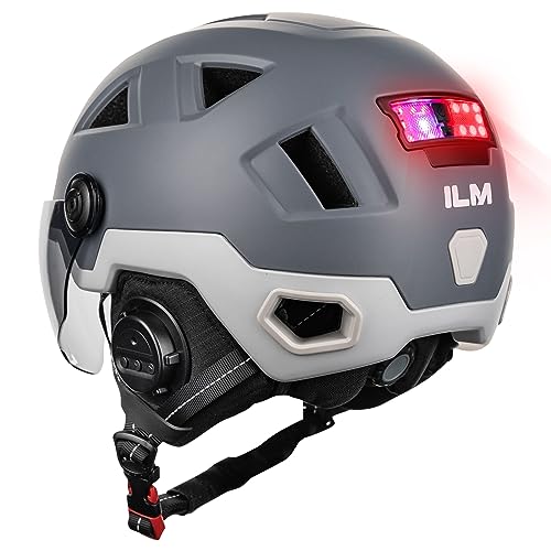 ILM Smart Adult Bike Helmet with Automatic G-Sensor Turn Signal & Brake Warning LED Light Control Road Cycling Helmet E3-12LS - color: Bluetooth Gray, size: Large-X-Large