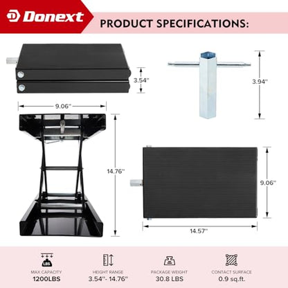 Motorcycle Lift Scissor Jack, 1200 LB Capacity Wide Deck Hoist Stand Maintenance Bikes ATVs Garage Repair Center Stand Lift Jack, Black - color: black