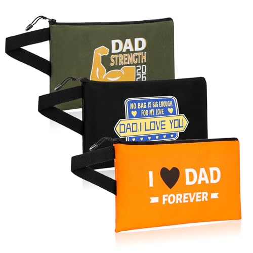 3 Pack 12.5 Inch Zipper Tool Pouches for Dad Husband Birthday Gifts | Ideal for Electricians, Plumbers, HVAC & Diyers, Multi-Purpose Organizes Wrenches, Pliers, Screwdrivers, and Daily Hand Tools - color: Style C-Black, Army Green, Orange