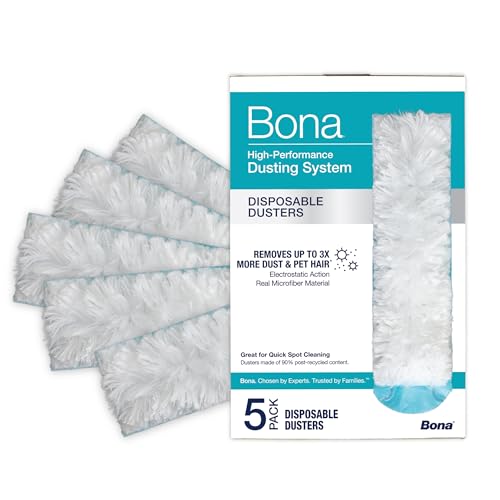 Bona Disposable Duster Refills - 5 Pack - High Performance Dusting System - Microfiber Dusters Remove Dust and Pet Hair for Quick Spot Cleaning - style: Disposable Duster Refills - 5 Pack