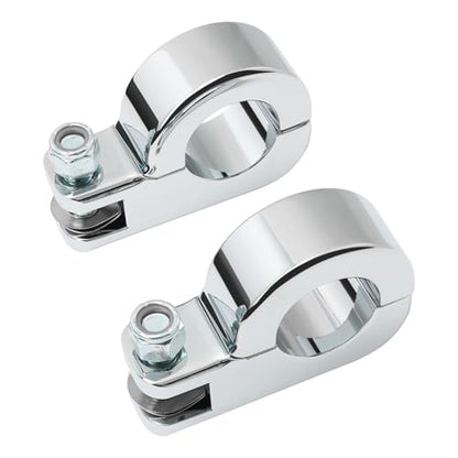 TCMT Chrome Foot Pegs Foot rest Mounting P-Clamp Footpeg Footrest Set Fits For Harley-Davidson 1 1/4"(32mm) highway bars - color: Chrome, size: P-Clamp Mounts