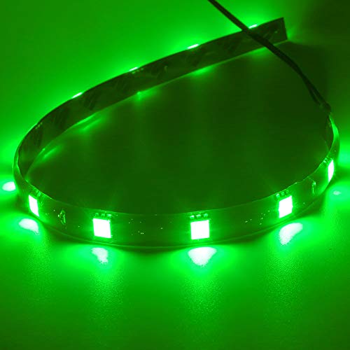 DC 12V Waterproof 1Ft 12 LED Strip Underbody Light with 6 inches Wires for Motor (Green,Pack of 6) - color: Green