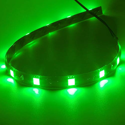 DC 12V Waterproof 1Ft 12 LED Strip Underbody Light with 6 inches Wires for Motor (Green,Pack of 6) - color: Green