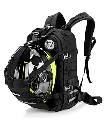 Helmet Backpack for Motorcycle Cycling, Large Capacity Waterproof Helmet Holder, Helmet Storage Bag Hiking Backpack - color: Black-skeleton