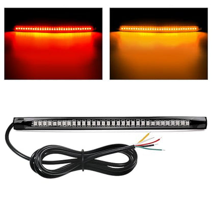 Nilight 32 LED 8’’ Flexible License Plate Light Strip Tail Brake Stop Turn Signal Universal Fit for Harley Motorcycle Bike ATV Car SUV - color: Amber Red