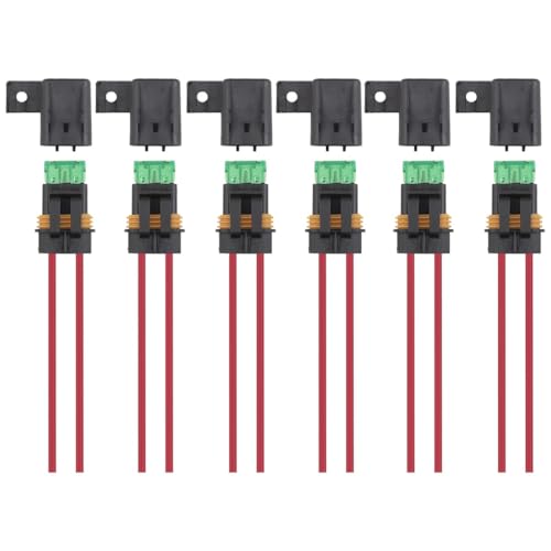 6 Pack Inline Fuse Holder 30 AWG 12 Gauge Waterproof 30A Blade Fuse Holder with Cover for Vehicle, Marine, Heavy Duty Bus Power System