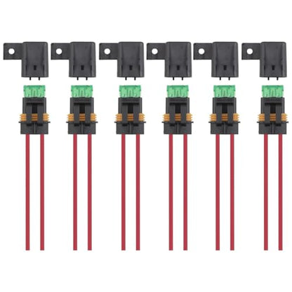 6 Pack Inline Fuse Holder 30 AWG 12 Gauge Waterproof 30A Blade Fuse Holder with Cover for Vehicle, Marine, Heavy Duty Bus Power System
