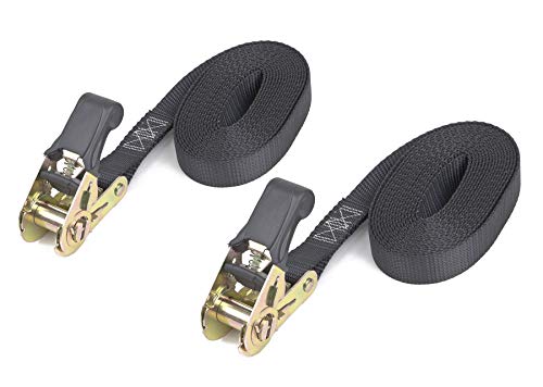 PowerTye - Endless Ratchet Strap - 1in x 10ft Easy Grip (Hookless), Tie Down Strap w/ 400 lb. Working Load Limit / 1,200 lb. Break Strength, Ideal for Motorcycle, Truck Beds, & Cargos, Black 2-Pack - color: Black, size: 1in x 10ft