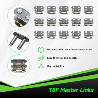 T8F Chain 134 Link Drive Chain Breaker Compatible with SYX Moto 50cc Dirt Bike Mototec SSR X-pro Coolster 47cc 49cc 2 Stroke Engine Pocket Rocket Pit Bike Mini ATV Quad 4 Wheeler Go Kart Parts - color: A-Silver