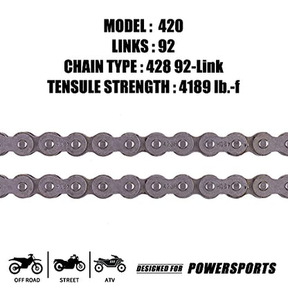 420H Motorcycle Chain+ Chain Breaker,92-Link Heavy Duty Drive Chain - size: 92