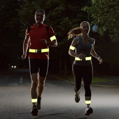 4-Pack Adjustable Reflective Armbands & Belts | High-Visibility Safety Gear for Running, Cycling & Night Walking | Reflective Wrist, Ankle Bands for Kids & Adults