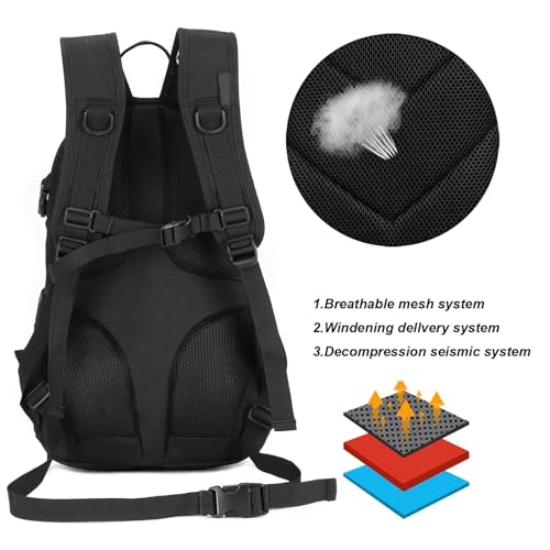 ArcEnCiel 15L Motorcycle Backpack Tactical Bag Rucksacks for Outdoor Camping Trekking Hunting with Patch - color: Black