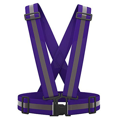 AYKRM 9 color High Visibility Reflective Vest Running Gear High Vis Adjustable Safety Vest - color: Purple
