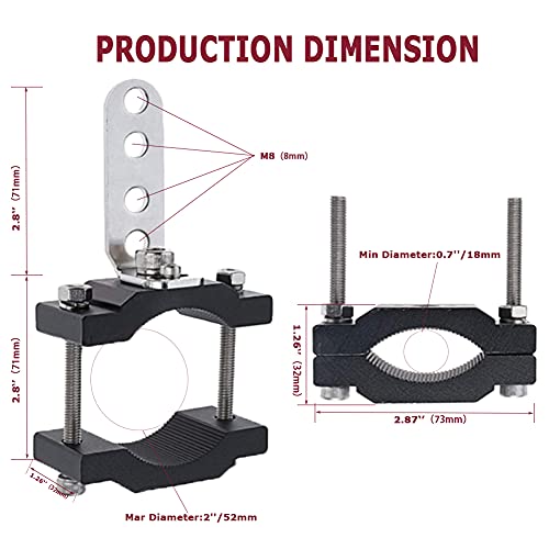 Fork Clamp Motorcycle Light Mount fit 0.7" to 2.05" Roll Cage,Adjustable Bicycle Motorcycle Headlight Bracket Car Bull Bar Holder Offroad Tube Clamps Mounting Brackets for LED Work Lights