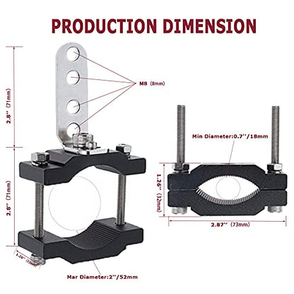 Fork Clamp Motorcycle Light Mount fit 0.7" to 2.05" Roll Cage,Adjustable Bicycle Motorcycle Headlight Bracket Car Bull Bar Holder Offroad Tube Clamps Mounting Brackets for LED Work Lights