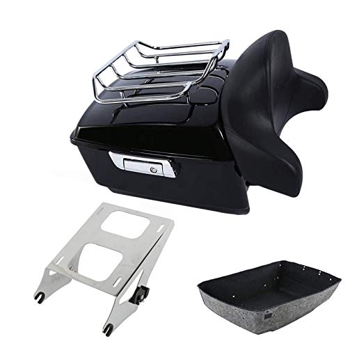 SLMOTO King Tour Trunk Backrest, Detachables Two-Up Mounting Rack 13.7" King Pack Trunk Passenger Wrap Backrest Luggage Rack Fit for Harley Road King Glide Street Glide 14-2025 - color: AStyle #08