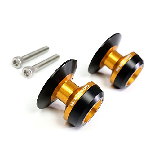 MC MOTOPARTS Twall 6MM CNC Swingarm Spools Compatible with DAYTONA 675 2006-2010 06 07 08 09 10 (Gold) - color: Gold