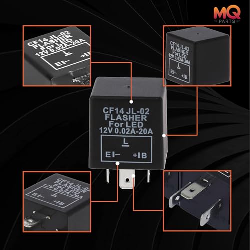 3-Pin CF-14 CF14 EP35 12V LED Electronic Flasher Relay Fixes Motorcycle Car Turn Signal Light Bulb and Hazard Warn Hyper Blink Flash or No Flashing - Premium CF14JL-02 Part by MQparts
